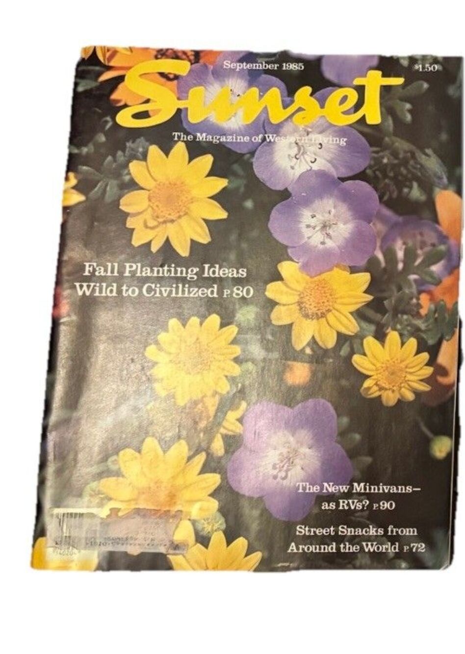 Sunset Magazine, Vintage September 1985, Fall Planting Ideas, Minivan Ads & More
